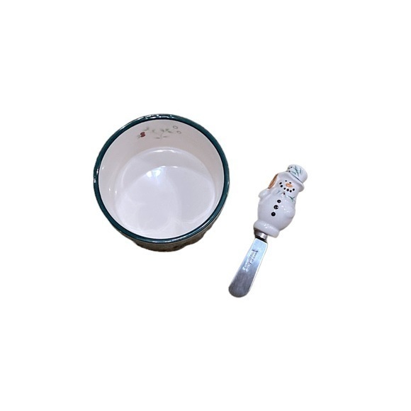 Pfaltzgraff Winterberry Dip Mix Set with Snowman Spreader Holly Berries in Box - Picture 3 of 7